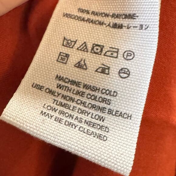 Free People Bohemian Rust Red Dress with Geometric Patterns - Super Soft Rayon - Picture 8 of 8